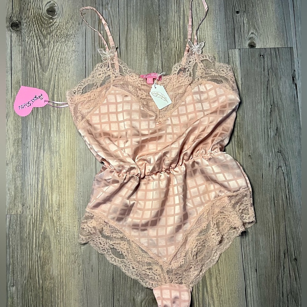 Sugar thrillz Rose Cup Of Tea Satin Teddy Bodysuit